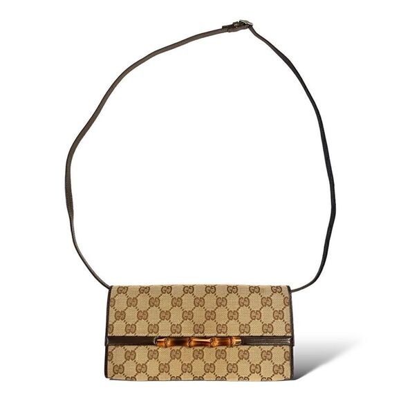 GUCCI GG Canvas Bamboo Bar Clutch/ Waist bag/ Sling Bag - Picture 12 of 13